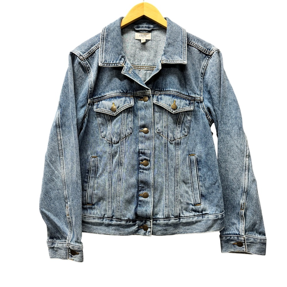 Rivete Jean Jacket Womens Medium Trucker Blue Denim Jean Classic Essential